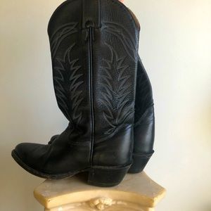Black Leather Cowboy Boots